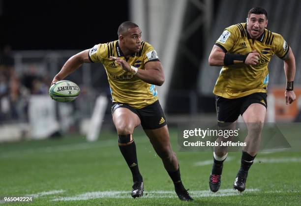 Julian Savea of the Hurricanes during the round 16 Super Rugby match between the Highlanders and the Hurricanes at Forsyth Barr Stadium on June 1,...