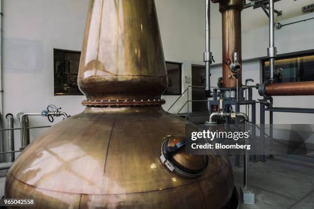 Pot still stands inside the Kavalan Single Malt Whisky distillery in Yilan County, Taiwan, on Thursday, Jan. 25, 2018. Kavalan is the first whisky...