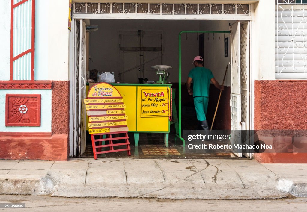 The opening of a private butcher shop, Santa Clara, Cuba