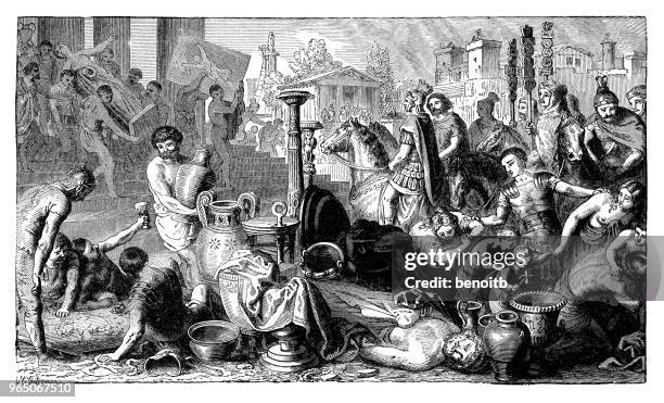 people looting in corinth - looting stock illustrations