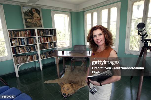 Mary-Jo Adams of the USA, Executive Director of Hemingway Preservation Foundation, poses for a photo in the office of Ernest Hemingway, located in a...