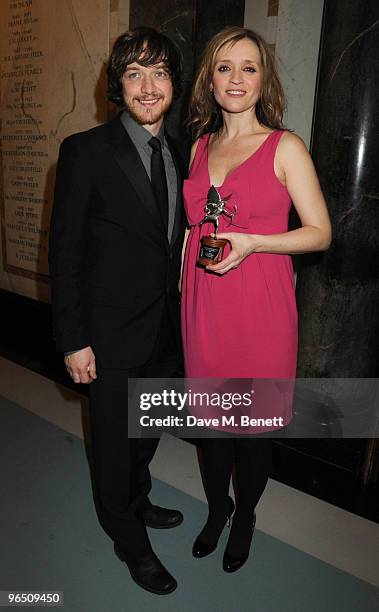 James McAvoy and Anne-Marie Duff with her Best Actress Award attend the London Evening Standard British Film Awards 2010, at The London Film Museum...