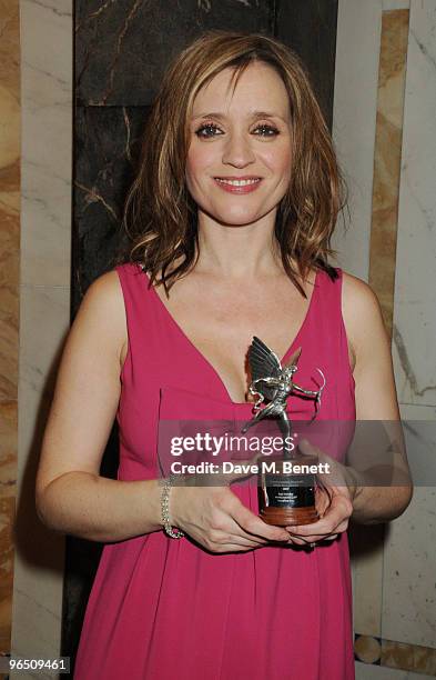 Anne-Marie Duff with her Best Actress Award attends the London Evening Standard British Film Awards 2010, at The London Film Museum on February 8,...