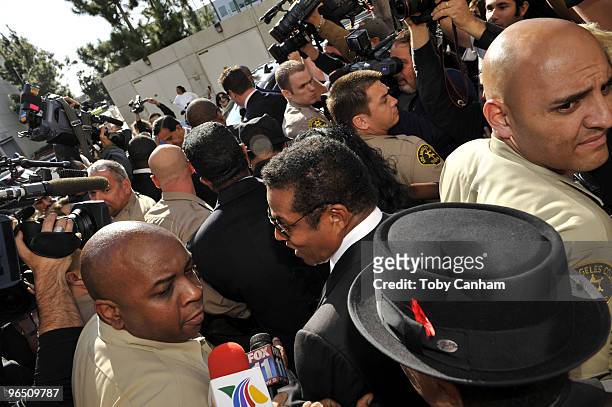 Jermaine Jackson leaves the courthouse adjacent to Los Angeles International Airport after the arraignment of Dr Conrad Murray on February 8, 2010 in...