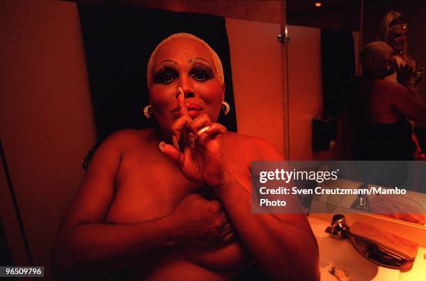 Transvestites prior to the show at the Twist Bar in Miami Beach, on September 25 in Miami, USA. Gregory Hemingway, son of fame American writer and...