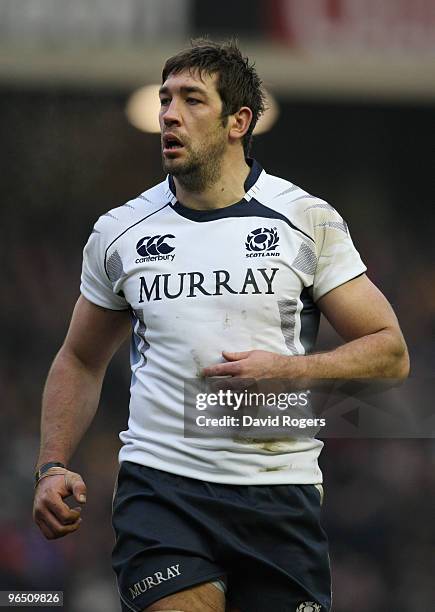 Nathan Hines of Scotland in action during the RBS Six Nations Championship match between Scotland and France at Murrayfield Stadium on February 7,...