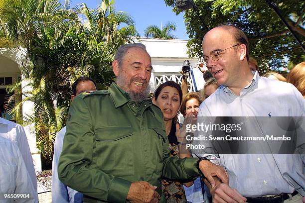 Fidel Castro , Cuba�s head of State and Party, shares a laugh with US Congressman Jim McGovern after signing a treaty between Cuba and the USA in...