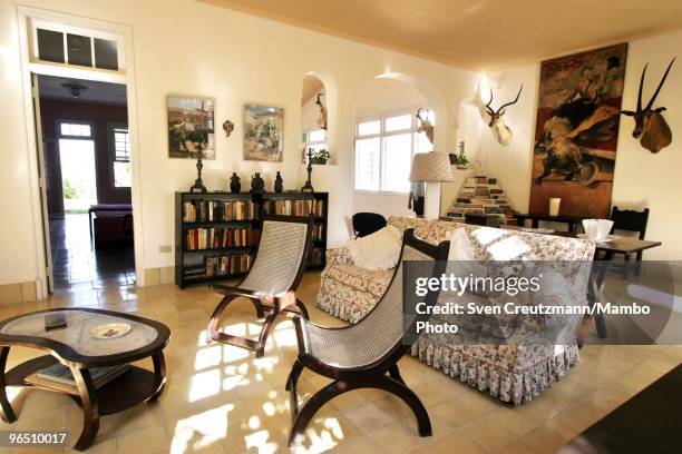 Hunting trophies hang on the walls of the living-room of Ernest Hemingway�s house at the Finca Vigia, on January 6, 2007 in Havana, Cuba. The...
