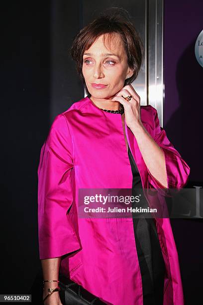 Kristin Scott Thomas attends the Globes de Cristal ceremony at Le Lido on February 8, 2010 in Paris, France.