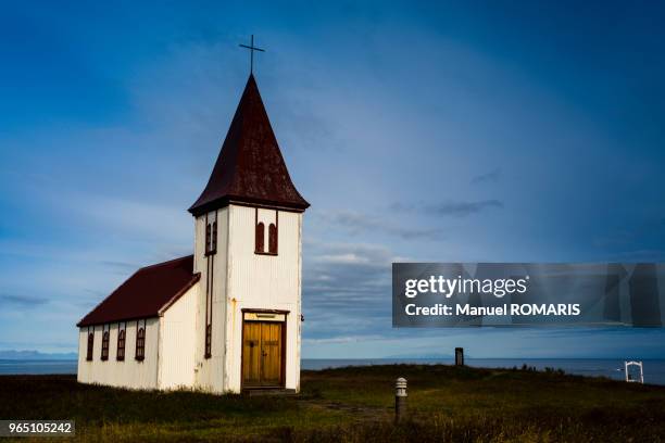 old church of hellnar, iceland - hellnar stock pictures, royalty-free photos & images