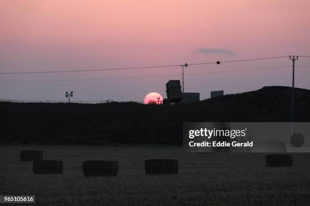 tension in israel gaza border. - iron dome weapon stock pictures, royalty-free photos & images