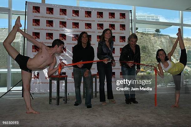 Ulises Calatayud , Dominika Paleta and Nacho Cano attend the opening of the Bikram Yoga Studio at the Bikram Yoga Santa Fe on February 8, 2010 in...