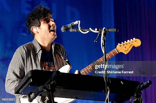 Rostam Batmanglij of Vampire Weekend performs at Manchester Apollo on February 8, 2010 in Manchester, England.