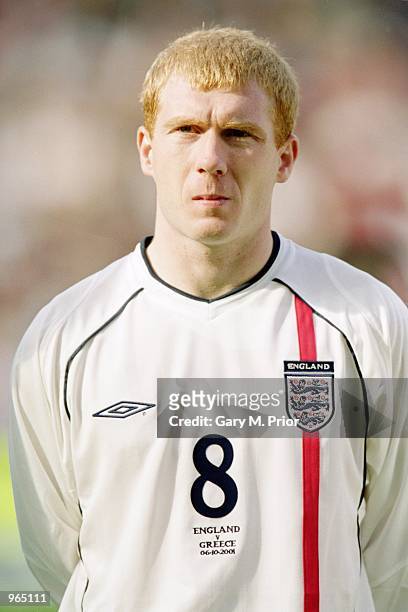Portrait of Paul Scholes of England before the World Cup Group 9 Qualifier between England and Greece at Old Trafford in Manchester, England. \...