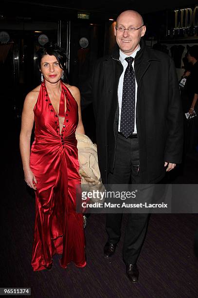 Bernard Laporte and Nadine poses at the Ceremony of Globe de Cristal 2010 Awards at Le Lido on February 8, 2010 in Paris, France.