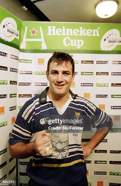 Nathan Spooner of Leinster is named ''Heineken'' man of the match after the Heineken Cup Pool 6 match against Newport played at Rodney Parade, in...