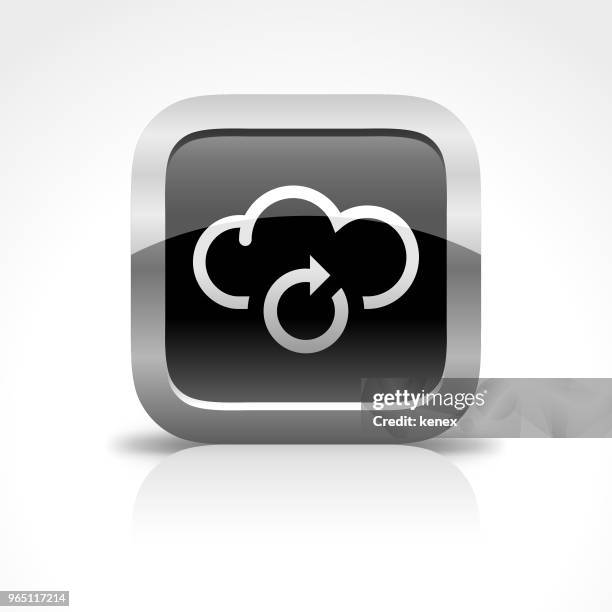cloud computing connection glossy button icon - black computer engineer stock illustrations