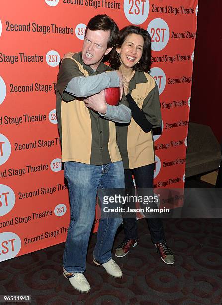 Actors Dylan Baker and Jessica Hecht attend the 23rd Annual Second Stage Theatre All-Star Bowling Classic at Lucky Strike Lanes & Lounge on February...