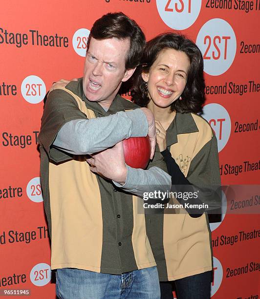 Actors Dylan Baker and Jessica Hecht attend the 23rd Annual Second Stage Theatre All-Star Bowling Classic at Lucky Strike Lanes & Lounge on February...