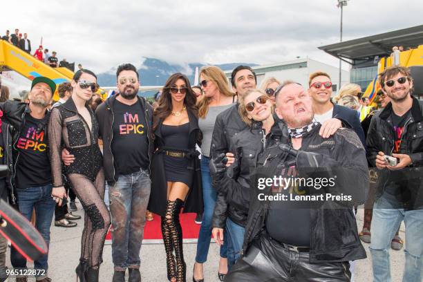 Bourne , Chris Salgardo, Caitlyn Jenner, Gilles Marini, Katee Sackhoff, amfAR CEO Kevin Robert Frost, Michiel Huisman and other guests pose during...