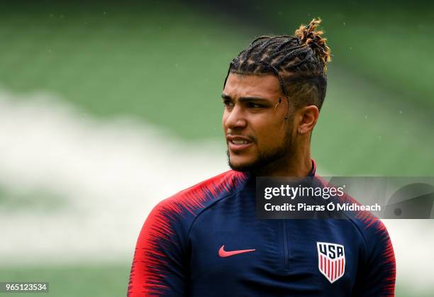 Kilternan , Ireland - 1 June 2018; DeAndre Yedlin during a USA training session at the Aviva Stadium in Dublin.