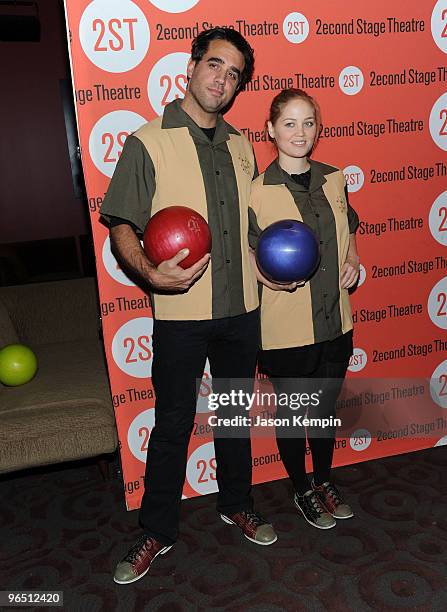 Actors Bobby Cannavale and Erika Christensen attend the 23rd Annual Second Stage Theatre All-Star Bowling Classic at Lucky Strike Lanes & Lounge on...