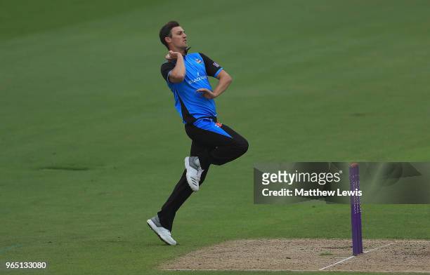 Ed Barnard of Worcestershire in action during the Royal London One-Day Cup match between Nottinghamshire nad Worcestershire at Trent Bridge on June...