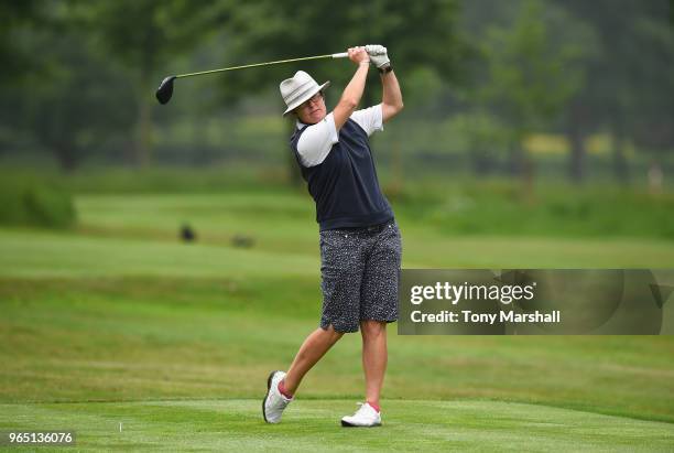 Alison Johns of Woodhall Spa Golf Club plays her first shot on the 14th tee during the Titleist and FootJoy Women's PGA Professional Championship at...