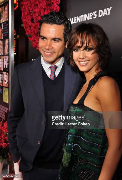 Actress Jessica Alba and husband Cash Warren arrives at the "Valentine's Day" Los Angeles Premiere at Grauman's Chinese Theatre on February 8, 2010...