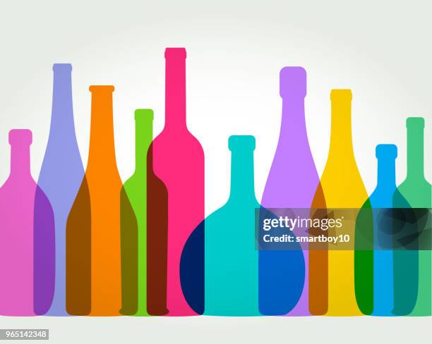 wine bottles - riesling wine stock illustrations