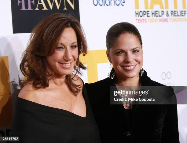 Fashion designer Donna Karan and television journalist Soledad O'Brien attend Hope Help & Relief Haiti "A Night Of Humanity" at Urban Zen on February...