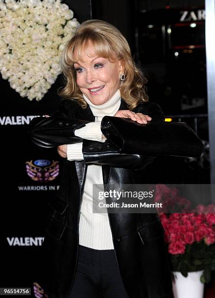 Actress Barbara Eden arrives at the premiere of New Line Cinema's "Valentine's Day" at Grauman's Chinese Theatre on February 8, 2010 in Hollywood,...