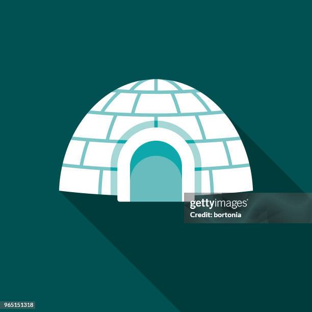 igloo flat design winter icon with side shadow - ice bricks stock illustrations