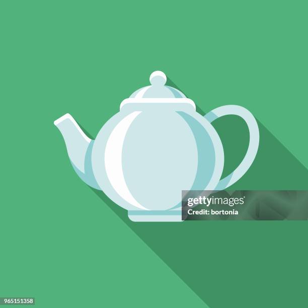 tea flat design winter icon with side shadow - blue teapot stock illustrations