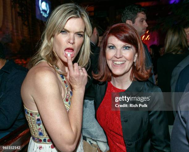 Actors Missi Pyle and Kate Flannery pose for a photo at the 19th annual Golden Trailer Awards at The Theatre at Ace Hotel on May 31, 2018 in Los...