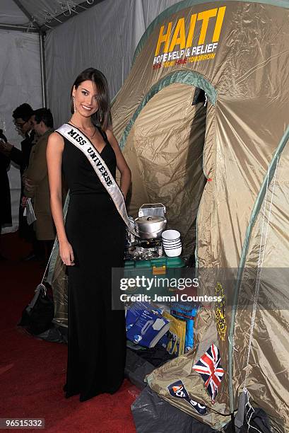 Miss Universe Stefania Fernandez attends Hope Help & Relief Haiti "A Night Of Humanity" at Urban Zen on February 8, 2010 in New York City.