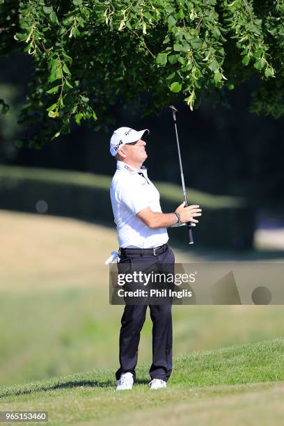 Paul McGinley of Ireland in action during Day One of The Shipco Masters Promoted by Simons Golf Club at Simons Golf Club on June 1, 2018 in...