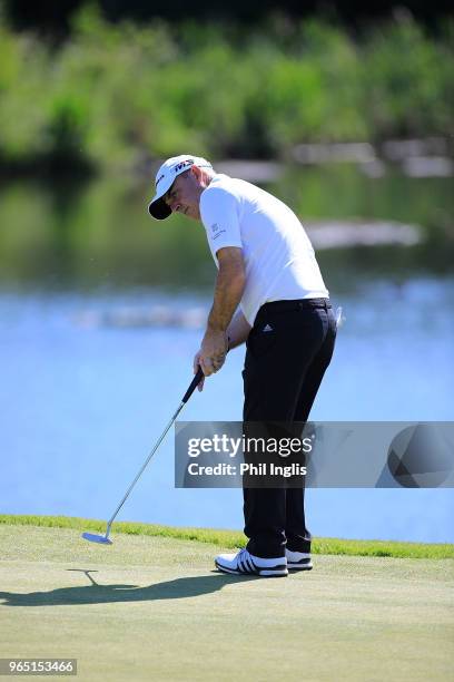 Paul McGinley of Ireland in action during Day One of The Shipco Masters Promoted by Simons Golf Club at Simons Golf Club on June 1, 2018 in...