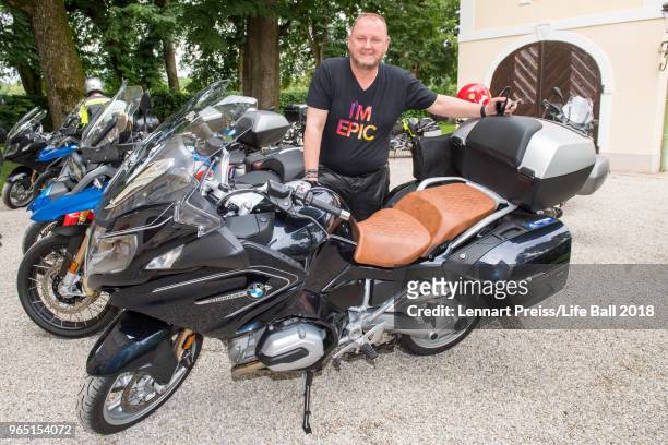 AmfAR CEO Kevin Robert Frost attends the Thaddaeus Ropac's brunch during the amfAR EpicRide to Life Ball at Villa Emslieb on June 1, 2018 in...