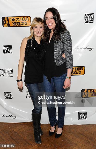 Actresses Marnie Schulenburg and Dee Roscioli attend the 2010 24 Hour Musicals after party at The National Arts Club on February 8, 2010 in New York...