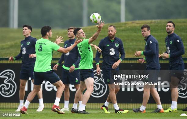 Dublin , Ireland - 1 June 2018; Players, from left, Callum O'Dowda, John Egan, Jeff Hendrick, Declan Rice, David Meyler, Kevin Long and Shane Duffy...