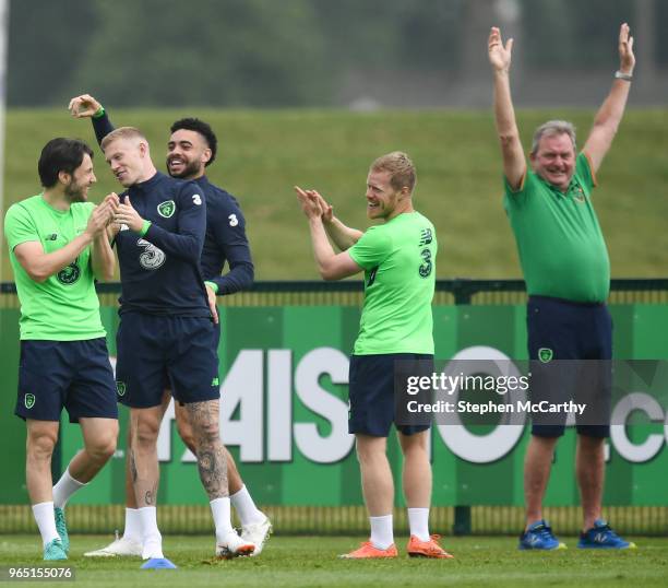 Dublin , Ireland - 1 June 2018; Players, from left, Harry Arter, James McClean, Derrick Williams, Daryl Horgan and Republic of Ireland assistant...