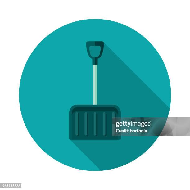 snow shovel flat design winter icon with side shadow - snow shovel stock illustrations