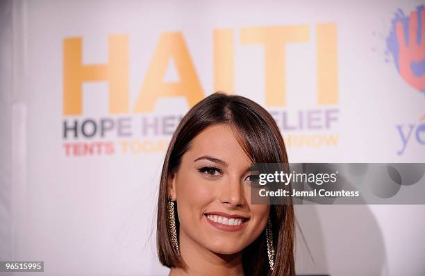 Miss Universe Stefania Fernandez attends Hope Help & Relief Haiti "A Night Of Humanity" at Urban Zen on February 8, 2010 in New York City.