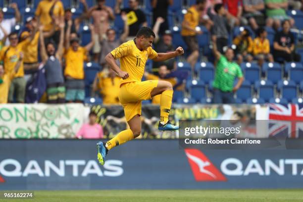 Andrew Nabbout of Australia celebrates after scoring a goal during the International Friendly match between the Czech Republic and Australia...