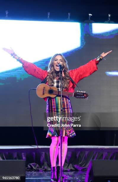 Mirella Cesa performs at Premios Estrellas Digitales 2018 at James L. Knight Center on May 31, 2018 in Miami, Florida.