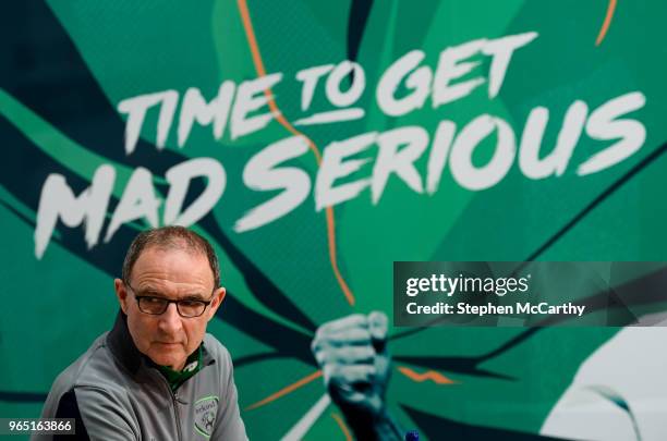 Dublin , Ireland - 1 June 2018; Republic of Ireland manager Martin O'Neill during a press conference at the FAI National Training Centre in...