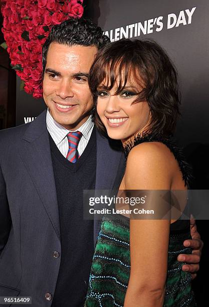 Actress Jessica Alba and husband Cash Warren arrives at the "Valentine's Day" Los Angeles Premiere at Grauman's Chinese Theatre on February 8, 2010...