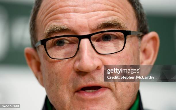 Dublin , Ireland - 1 June 2018; Republic of Ireland manager Martin O'Neill during a press conference at the FAI National Training Centre in...