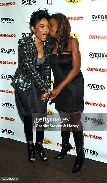 Michelle Williams and Star Jones attend the after party for Michelle Williams first performance in "Chicago" on Broadway at Inc. Lounge on February...